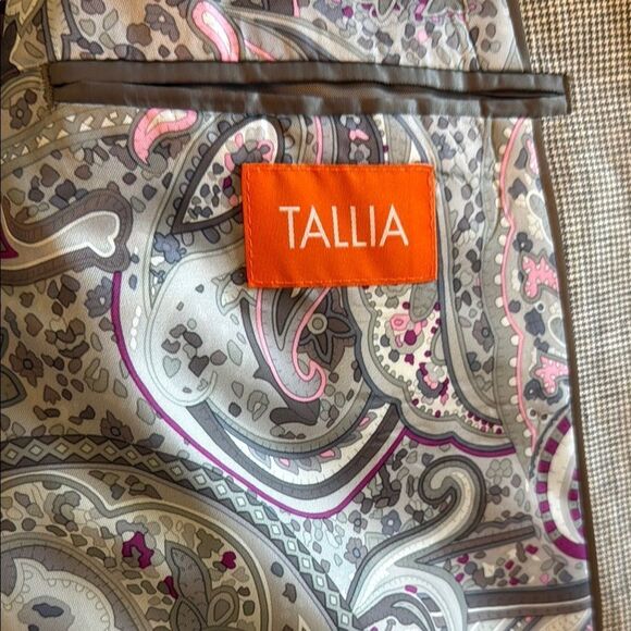 TALLIA Tan/ Brown Sport Coat  Linen Micro Houndstooth pattern size 44L - Picture 7 of 15